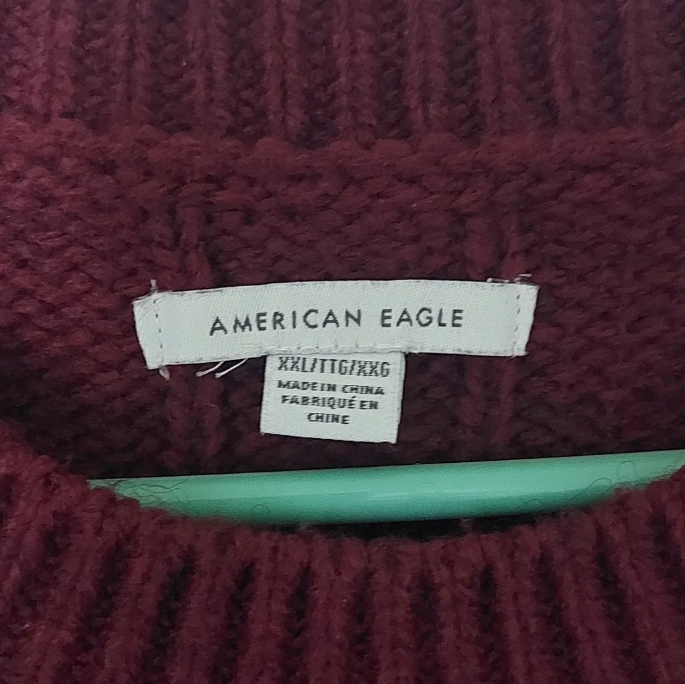 American Eagle Outfitters Burgundy Knit Sweater, Size XXL